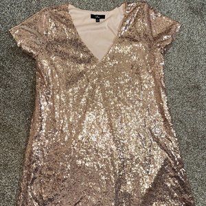 Lulu's Gold Sequin Dress Large